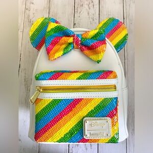 Disney Loungefly Sequin Rainbow Minnie Mouse backpack-NWT